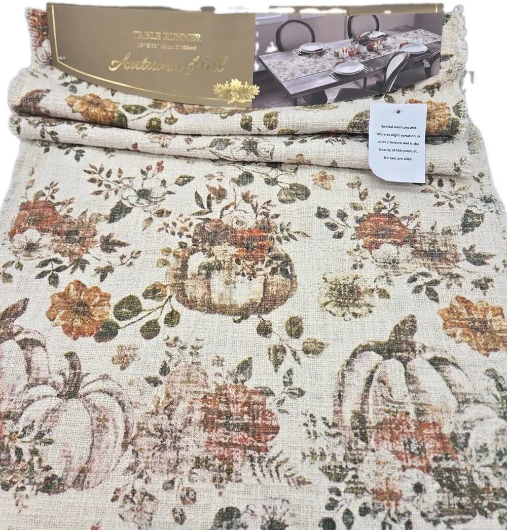 Autumn & Fall Burlap Table Runner Pumpkin Floral Harvest 16x72